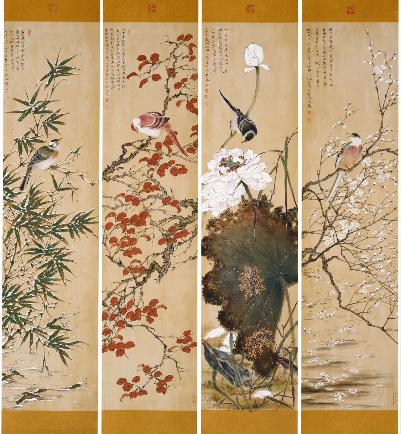 中国画 《四季瑞和图》（谢汉彬）.jpg